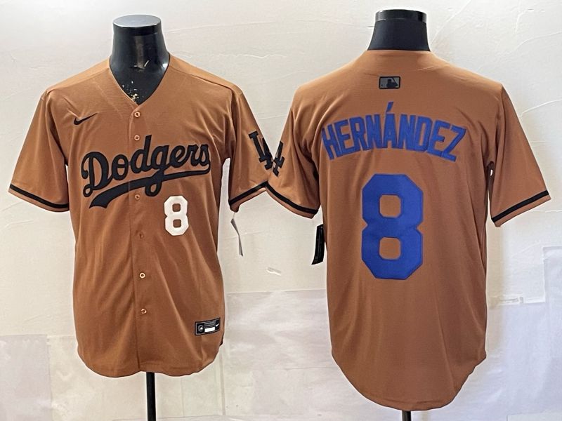 Men 2026 Nike Los Angeles Dodgers #8 Hernandez brown Game MLB Jersey 01